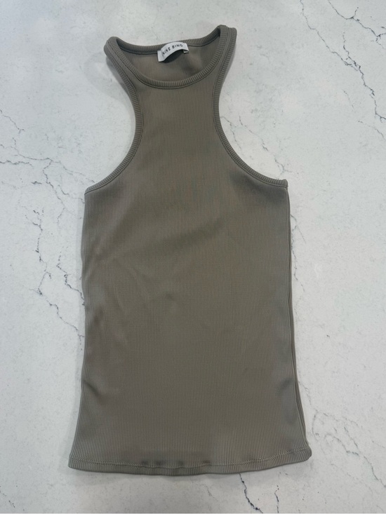 Anine Bing Tops - Anine Bing Olive Ribbed Racerback Tank Top